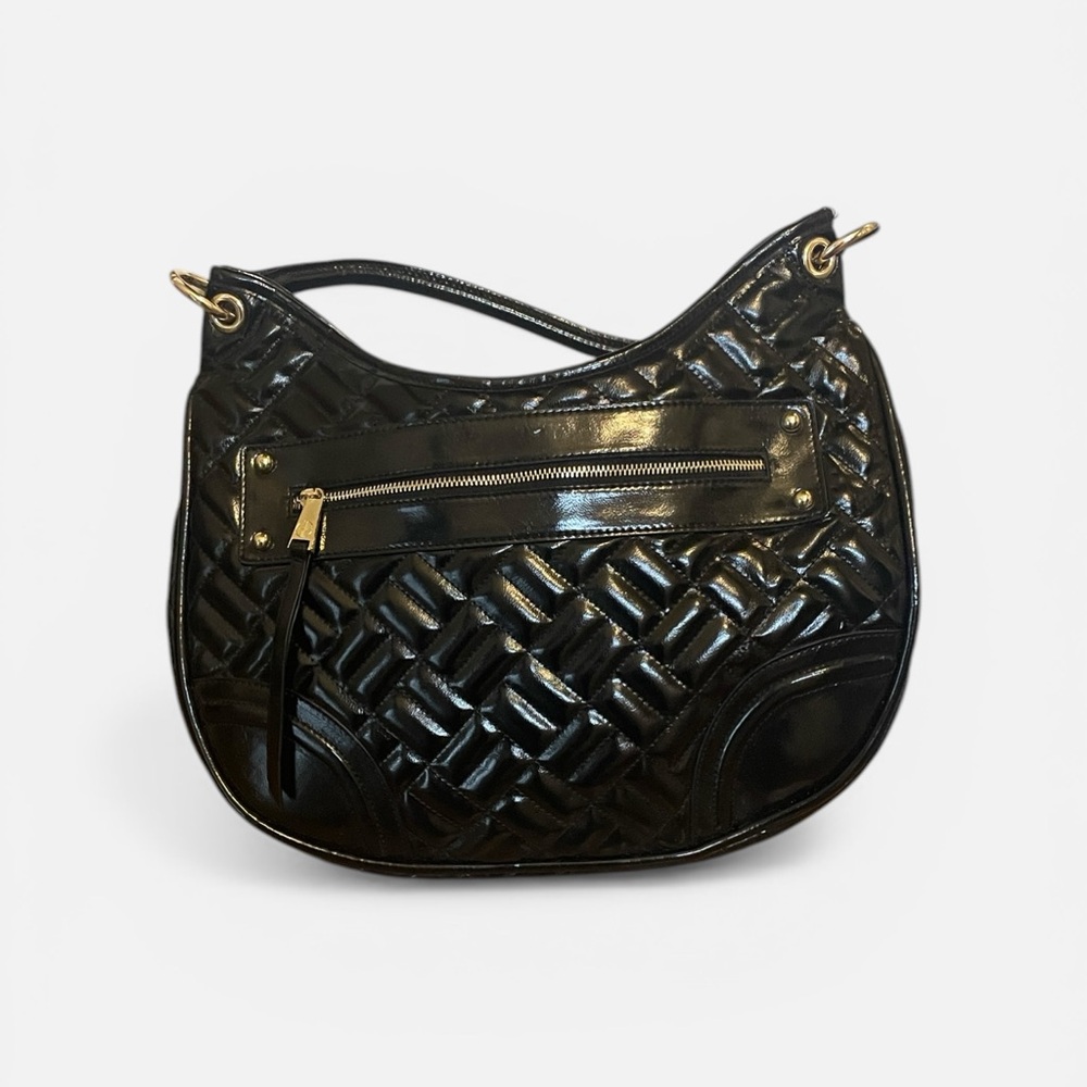 New Gianni Bini faux Quilted Patent Leather crescent Shoulder Bag -Quiet Luxury